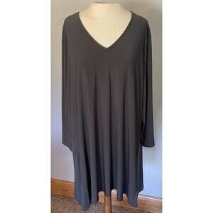 Sun Kim Tunic Top‎ Women's 2X Gray Made In USA Poly Spandex Stretchy Comfy Loose